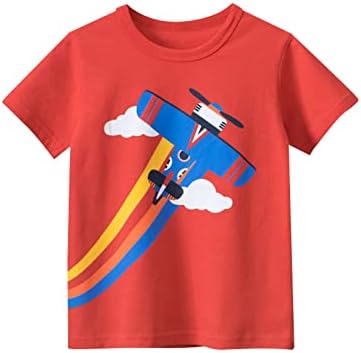Тениски с Къс ръкав За малки Момчета, Ежедневни Памучни Тениски С изображение на Самолета и на Дъгата, Лятна Горно Облекло, Тениски, Меки