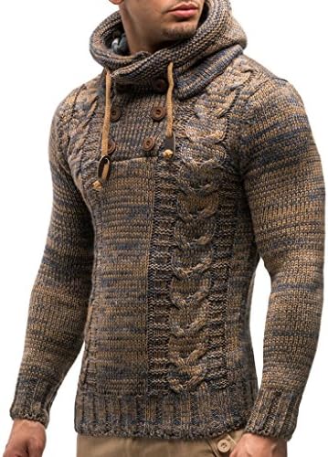 Мъжки Вязаный пуловер На Nelson - Тънки Пуловери-Пуловери за мъже с качулка