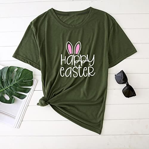 Тениски Happy Easter за Жените, Ежедневно Лятна Риза с Къс ръкав и кръгло Деколте, Базова Риза, Туника, Топ,