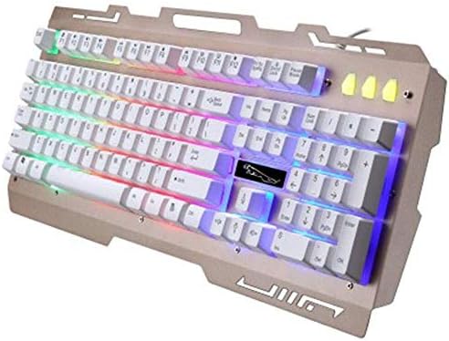 Розова детска Метална Клавиатура с led подсветка, Проводна USB-Подсветка на лаптоп, Механично усещане YANG1MN (Бял цвят)