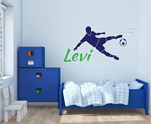 Потребителско име футболист - Футбол - Стикер на стената за украса на детска стая (Ширина 50 x 22 Инча височина)