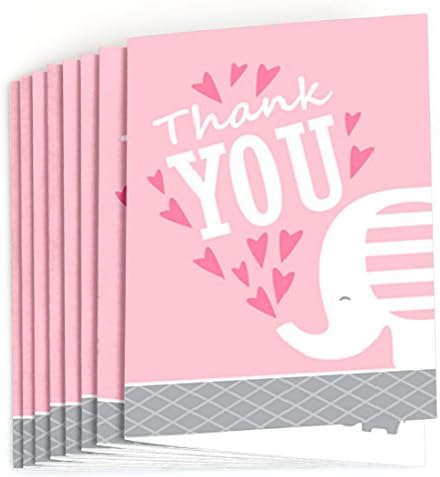 Голяма точка щастие Розов Слон - Момиче За душата на детето или на Парти по случай рождения Ден с Благодарственными картички (общо 8 броя)