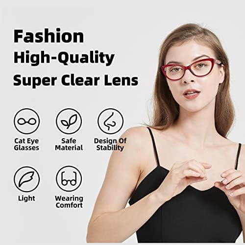 Дамски Очила за четене Autojouls в 5 опаковки, Дограма Cateye с Пружинным тръба на шарнирна връзка, Считывающие устройство,
