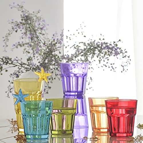 Комплект цветни Чаши за пиене lav от 6 цветни Стъклени чаши 10,25 Унция - Цветни Чаши за пиене - Набор от разноцветни чаши