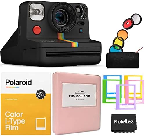 Polaroid Now + Камера миг печат Черен | Цветен филм i-Type | Албум | Пластмасови рамки