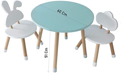KYWAI - Детски Дървена маса и комплект от 2 стола. Детска масичка за малки деца, Момичета, Момчета, Деца. Идеален