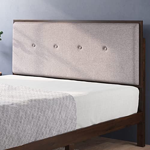 Рамка на легло-платформа ZINUS Moiz от дърво с регулируем мек таблата / Легло от масивно дърво / Стълб от дървени талпи
