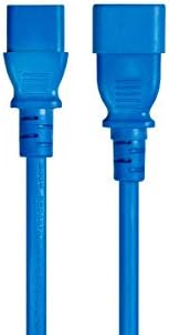 Удлинительный захранващ кабел Monoprice - 6 фута - Синьо | 18AWG с 3 проводници на PC / Mon 10A (IEC 60320 C14 - IEC