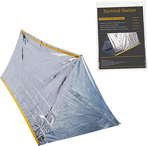 Спешна Термална Палатка, Компактен, Лесен Всепогодная Палатка от Mylar 59 x 98,4 За Оцеляването на 2 Човека, Тръбна Палатка-Подслон