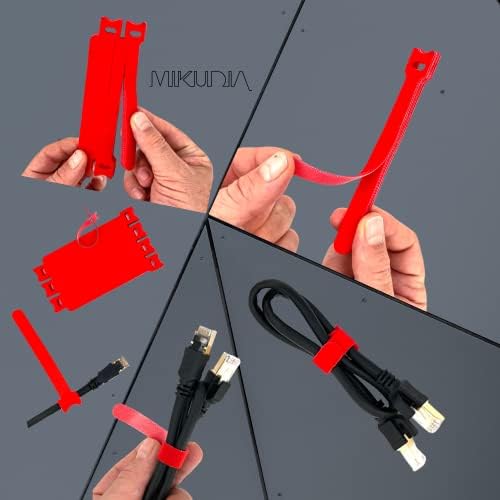 Червени кабелни връзки за Многократна употреба от Mikudia - 64 опаковки 6-инчов кабелни основи за Еднократна употреба,