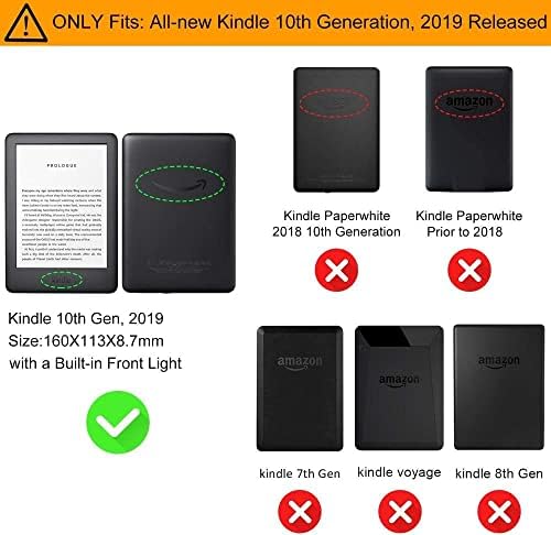 LucklyingBao Тънък калъф за Kindle 10-то поколение (випуск 2019 г., модел J9G29R) - Лека Защитна покривка от искусственнойкожи премиум-клас с функция за автоматично преминаване в ре
