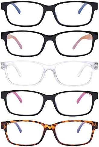 Очила за четене AIMADE, 5 опаковки, блокиране на синя светлина, четци на пружинном панта за Жени и Мъже, с антирефлексно