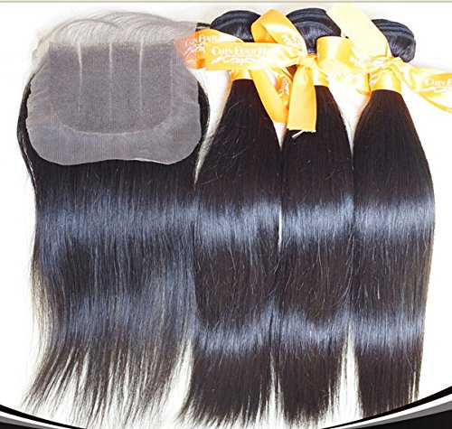 DaJun Hair 7A 3 Части 4x4 лейси закопчалката с Добри индийски Реми Човешки коси 3 връзки Утков Смесени Дължина