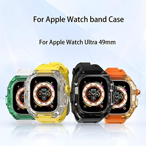 HEPUP За Apple Watch Ultra 49 мм Защитен Калъф Серия 8 7 6 5 4 SE Каишка-гривна Каишка За часовник Лек Комплект