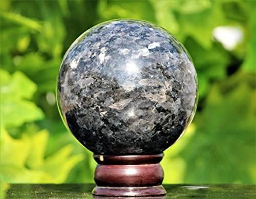 Превъзходен Натурален Полиран Черен Турмалин, Кварц Кристал, Каменна Сфера (110 mm), Исцеляющий Чакра, Голям