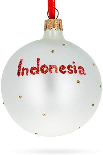 Флаг Индонезия Стъклена Топка Коледна Украса 3,25 Инча