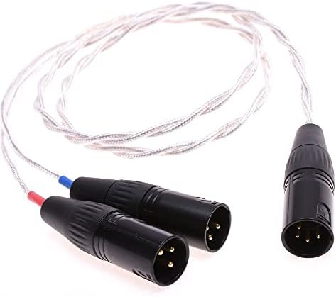 Кабел GAGACOCC XLR с Прозрачен посеребренным екран 2X 3-Пинов XLR до 4-номера за контакт конектора XLR Балансирана аудио кабел-адаптер с 4-Пинов XLR Балансирана кабел (2 метра)