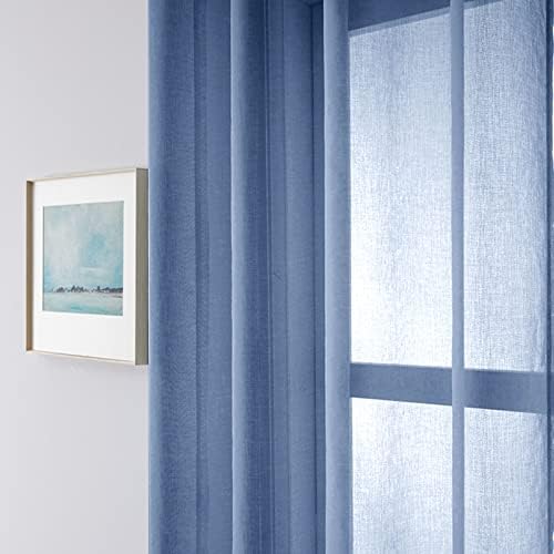 Daesar Прозрачни Пердета за Спалня 2 Панела, Вуалевые Завеси с Проушинами Полиестер Сиво Синьо Плътен Цвят Работа с прозорци,