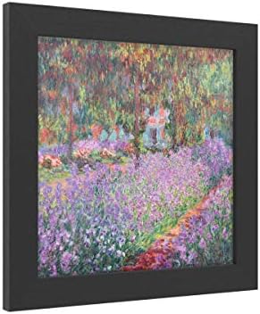 Търговска марка художници изобразително изкуство Градина в Живерни на Клод Моне, Черна рамка 11x11, Многоцветен