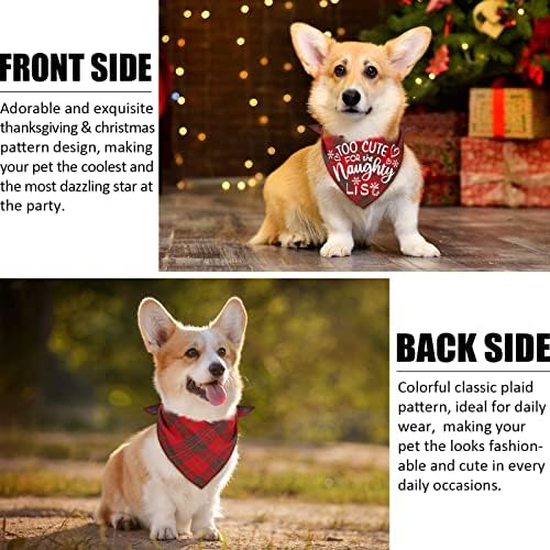 4 Опаковки Bandhan за кучета за Хелоуин, Деня на Благодарността, Коледа - Класическа Есен Клетчатая Коледна Кърпа за Кучета, Триъгълен Шал за домашни любимци, Престилки,