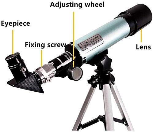 Телескоп за деца и начинаещи, 90-кратно Рефрактор, Фокусно разстояние 360 мм, Телескоп за изследване на Луната и Нейните Кратери, Преносим телескоп за деца, Начинаещи,