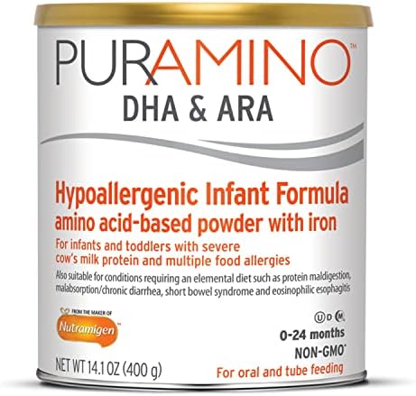 Хипоалергичен детски напитка PurAmino, за лечение на тежки хранителни алергии, Омега-3 DHA, Желязо, поддържа
