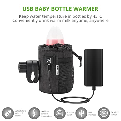 Чанта за подгряване на шишета, MUIFA 2 в 1 Преносима USB-Топло, Универсална поставка за Чаши за Детски колички,