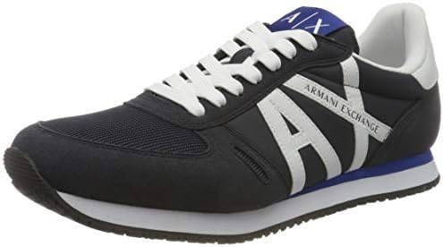 Мъжки туристически обувки AX Armani Exchange дантела с логото, тъмно синьо + Оптично Бял, 8,5 долара