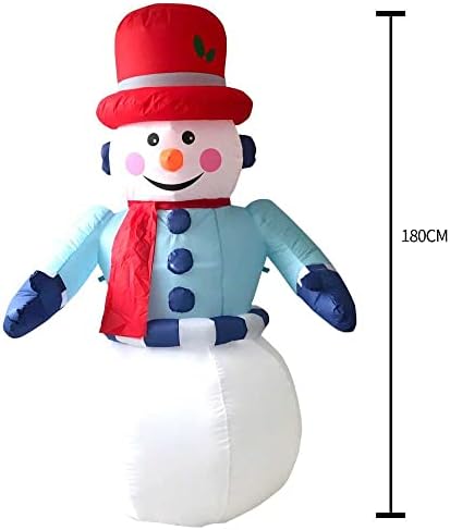Коледни Надуваеми на снежни човеци, Улични Декорации за Двор, 1.8 м Надуваем Снежен човек с led подсветка и Защита