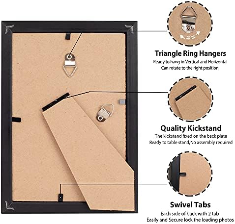 Рамки за снимки LaVie Home 4x6 (8 опаковки, черни) Проста фото рамка със стъкло с висока разделителна способност за стенен монтаж