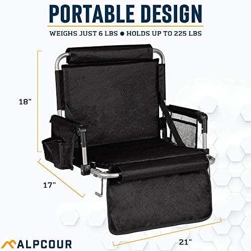 Складное седалка за трибуна на стадион Alpcour с облегалка и подлакътник - Трайно и с джобно мек стол с джобове