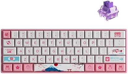 Ръчна детска клавиатура Akko World Tour Tokyo 3061S 60% от розов цвят, с 61 клавиша, RGB подсветка, гореща