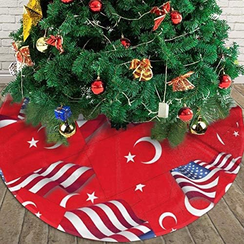 LVeShop Флаг на Турция с Флага на Америка Пола за Коледно Луксозна Кръгла Подложка за вътрешна и Външна Употреба