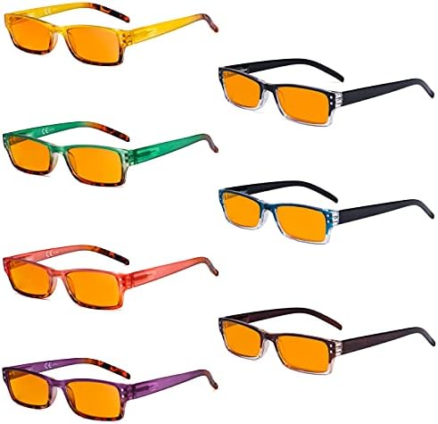 Eyekepper, 7 комплекта Очила със Сини Светофильтром, Дамски Модни Компютърни Очила С Оранжев оттенък +1.50