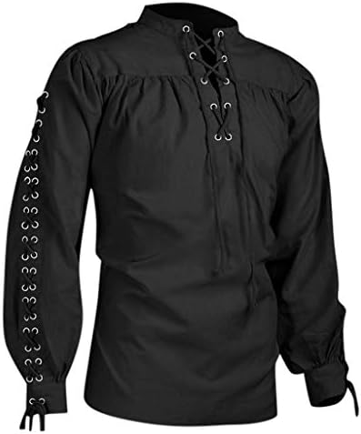 Средновековни Ризи за Мъже 5XL, Модни Дълга Бандажная Блуза, Мъжки Готическата Риза, с Мъжка Блуза от Високо Качество