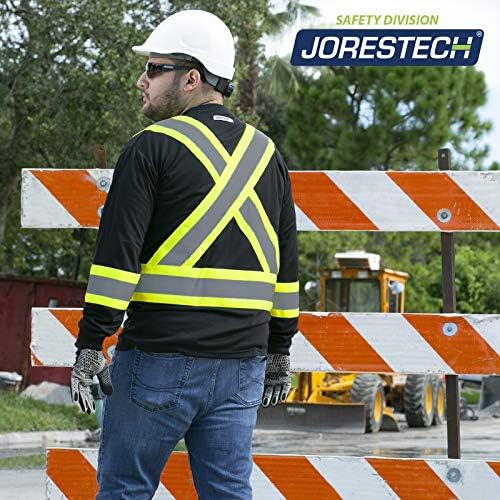 Работна тениска JORESTECH Safety с дълъг ръкав, Отразяваща X отзад за по-добра видимост, отговаря на стандартите на ANSI и CSA