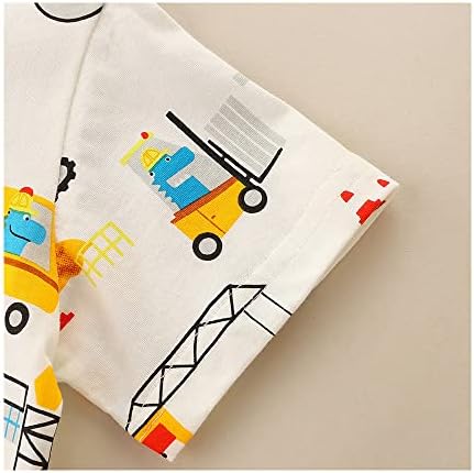 Комплект от 3 памучни Блузи с къс ръкав за малки Момчета, Облекло, тениски с образа на Динозавър, Комплект
