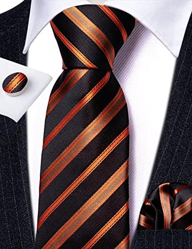 Бари.Комплект Мъжки Вратовръзки на Райета Wang Класически ТЪКАНИ Вратовръзка с Запонками за Носового Шал Официално