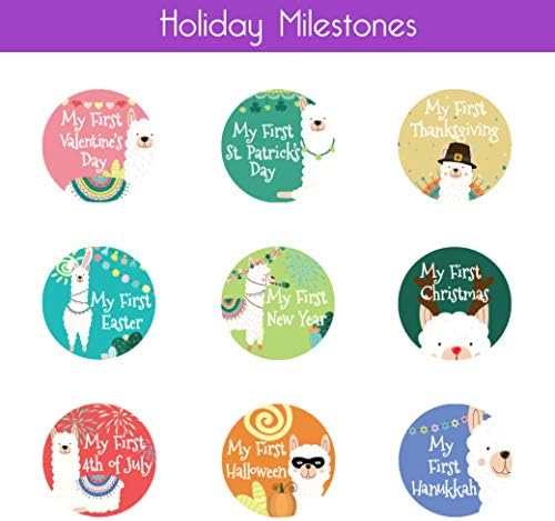 Етикети Baby Milestone, 32 опаковане на Месечните стикери, Стикери за празници и Milestone, Подпори за Фотосесия на Първата