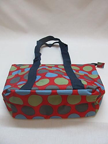 Добра чанта Изолирано Чанта за Обяд Преносима Чанта За съхранение на Ланча - Синьо-Сиво-Зелен Грах с Червено