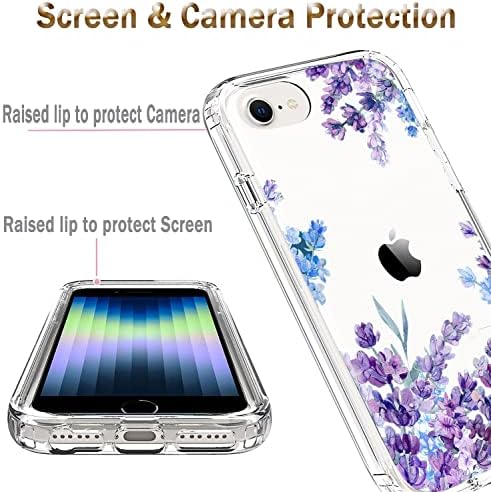 Калъф YiYiYaYa за iPhone SE 2022, Калъф за iPhone SE 2020 с вградена защита на екрана, Прозрачен Цветен Модел за момичетата и жените, устойчив на удари калъф за цялото тяло за iPhone 6 / 6S/