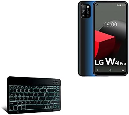 Клавиатурата на BoxWave, съвместима с LG W41 Pro (клавиатура от BoxWave) - Клавиатура SlimKeys Bluetooth - с подсветка,
