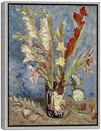 Wieco Художествена Стенни Ваза в рамка с Гладиолусами и Порцеланови Астри от Van Gogh Модерни Флорални Щампи върху Платно