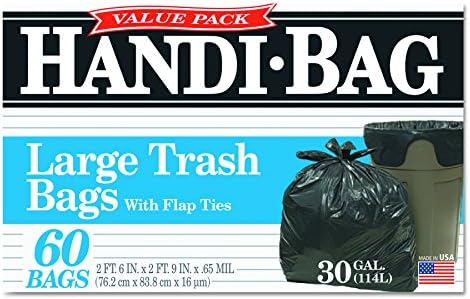 Ръчна чанта Handi-Bag Super Value Pack, 30 литра, 0,65 миллилитра, 30 x 33, Черен, 60 / Кутия (HAB6FT60)
