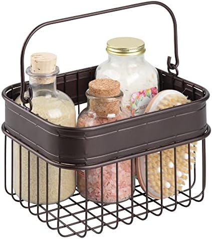 mDesign Малка Метална кошница за съхранение с дръжка за сапун за ръце, средства за измиване на тяло, Шампоан, Лосион,