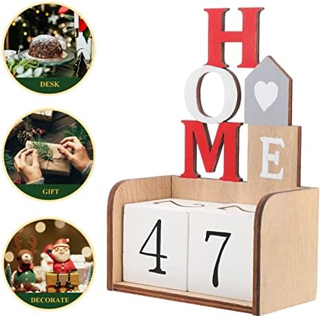 Didiseaon Ретро Декор Коледен Домашен Адвент Календар за Обратно Броене Номер, Дата на Дървени Блокове Вечен