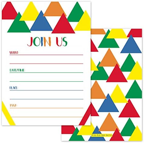 Покани за рожден ден за деца от предучилищна възраст (брой пликове - 20 броя) - Геометрична фигура във формата на триъгълници
