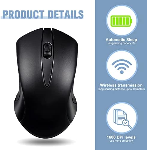Handepo 12 Бр. Безжична Мишка на Едро, Безжична Компютърна Мишка с резолюция 1600 dpi, 3 Бутона, Безжична Мишка за лаптоп, Безжичен USB приемник, Съвместима Безжична мишка за Win