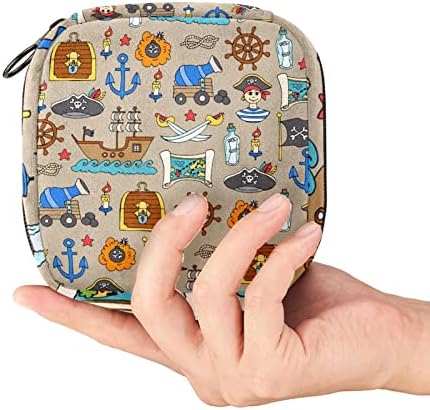 Чанта за съхранение на Хигиенни Кърпички, Чанта с цип за момичета, Преносими Менструални Тампони, дамски Чанти за Събиране Приключения на Пиратите