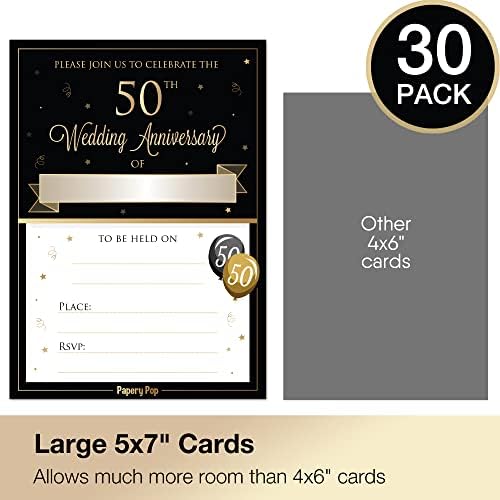 покани за участие в 50-та годишнина от сватбата си в пликове (опаковка от 30 броя) - Картички-покани за участие в 50-тата годишнина
